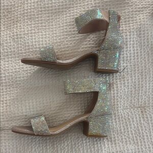 Elegant Silver Block Heel Sandals